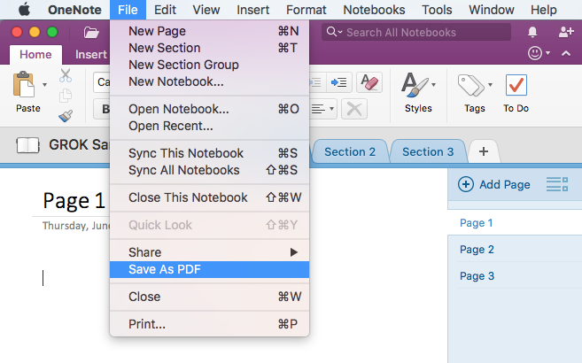 onenote for mac read only page